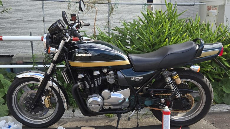 ゼファー750 チェーン交換 純正サイズにて